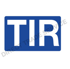 Blaues TIR Schild mit wei�en Gro�buchstaben TIR.