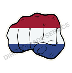 DTS Aufkleber Holland Hand: Geballte Faust in Rot, Wei� und Blau, den Farben der Niederlande.