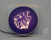 Schild innen mit b�sem L�wen mit USB Stecker