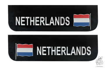 Schmutzf�nger (Paar) 60x18cm "Netherlands" Schriftzug + Flagge