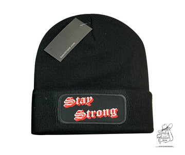 AST Winterm�tze schwarz mit Druck "Stay Strong"