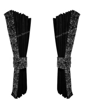 Rundumgardine schwarz mit Kante in D�nisch Pl�sch