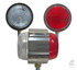 Kleines LED Spiegel Licht mit Chromgeh�use, roten Brems- und R�cklichtseiten und klaren LED-Leuchten.