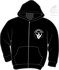 Schwarze Kapuzenjacke mit Rei�verschluss und wei�em Old Skool Club Logo auf der Brust.