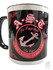 Schwarze AST Tasse mit wei�er Basis und schwarzem Henkel. Rotes A.S.T Logo, Anker und 