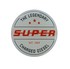 Runder, wei�er Epoxi-Nabensticker mit rotem "SUPER" Schriftzug, "THE LEGENDARY" und "CHARGED DIESEL".