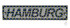 Beleuchtetes Namensschild f�r LKW mit Schriftzug HAMBURG in Blau, gelben LEDs und Saugn�pfen.