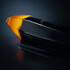 Strands Torpedo LED Leuchte "Black Bullet" mit dunklem Chromgeh�use und orange leuchtender Front.
