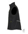 Schwarze Softshell-Herrenweste in Seitenansicht. Mit Rei�verschlusstasche, gelbem Zipper und reflektierendem Streifen.