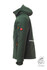 Dunkelgr�ne Softshelljacke f�r Herren mit Kapuze, Rei�verschl�ssen und Reflexstreifen.
