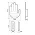 Technische Zeichnung des LED Dekoschilds "Hand" und der zugeh�rigen Fernbedienung.